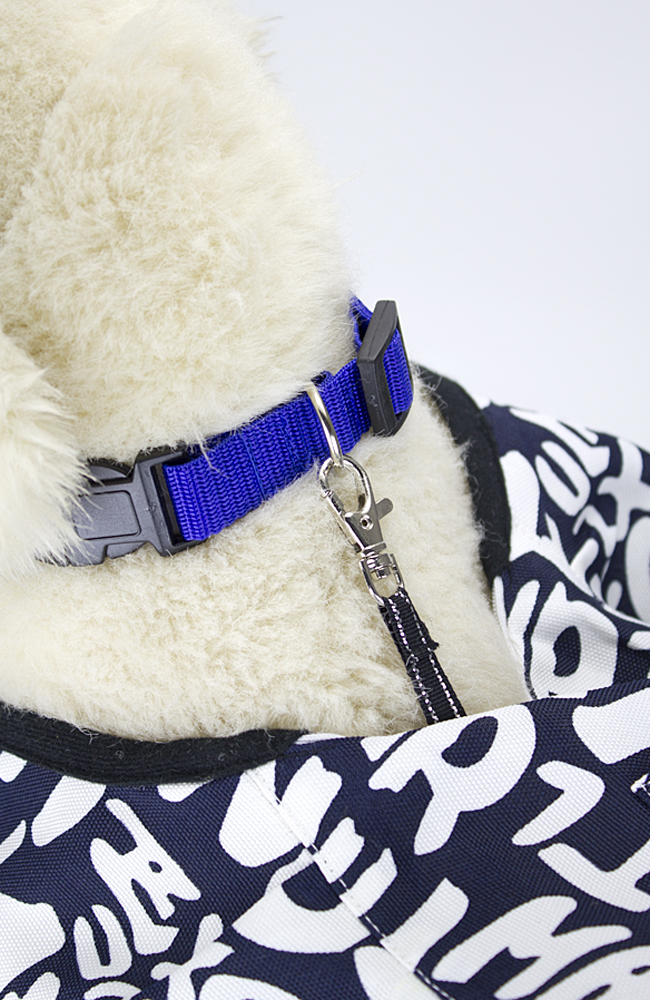 Umhänge-/Tragetasche für Welpen/kleine Hunde bis 10 kg, Farbe: Weiß / Dunkelblau