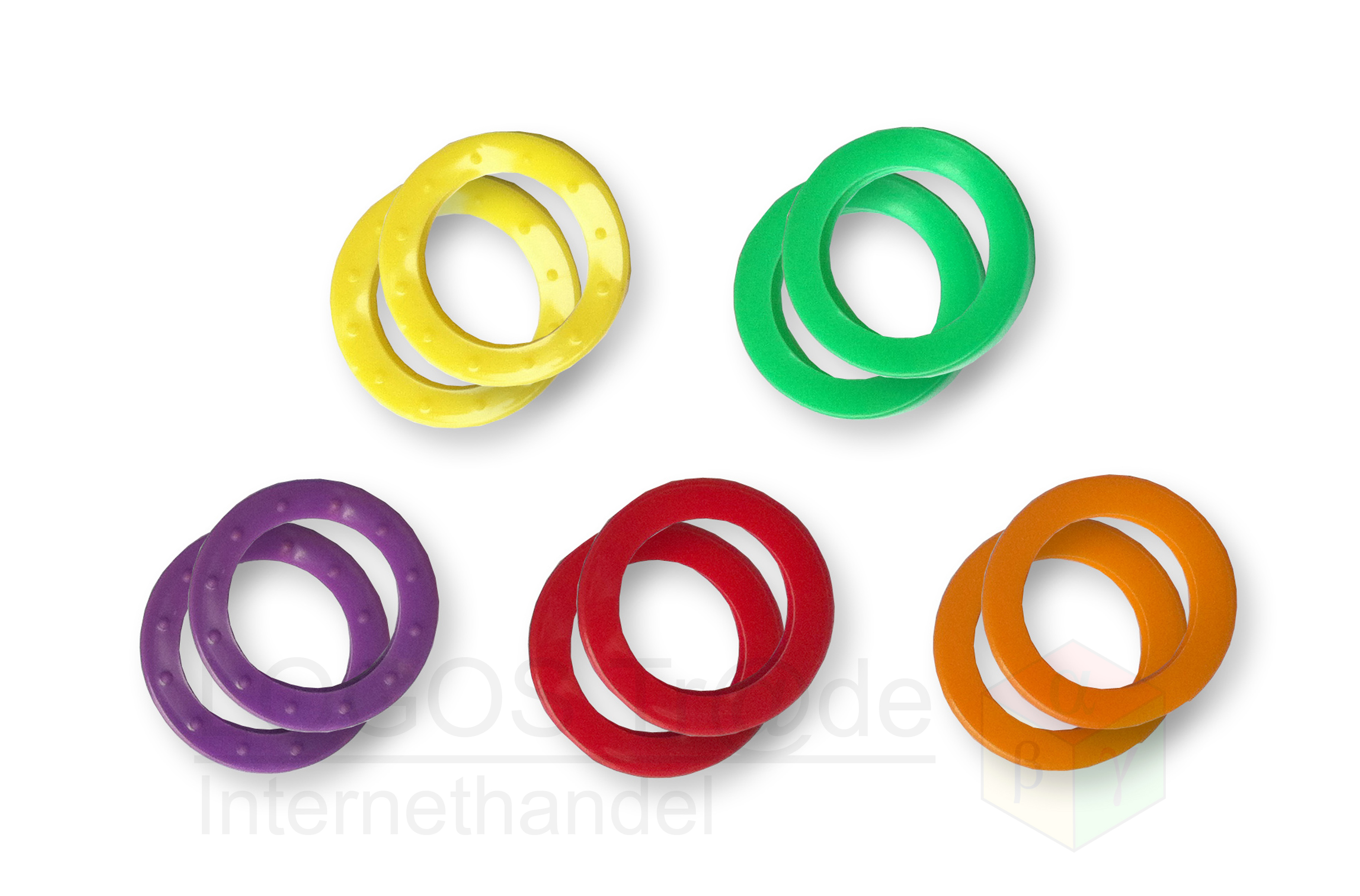 10 key  Rings / Key ring / key cap: (Round), Ø 24mm color Selection: 2 x yellow, 2 green, 2 x purple, 2 x red, 2 x orange