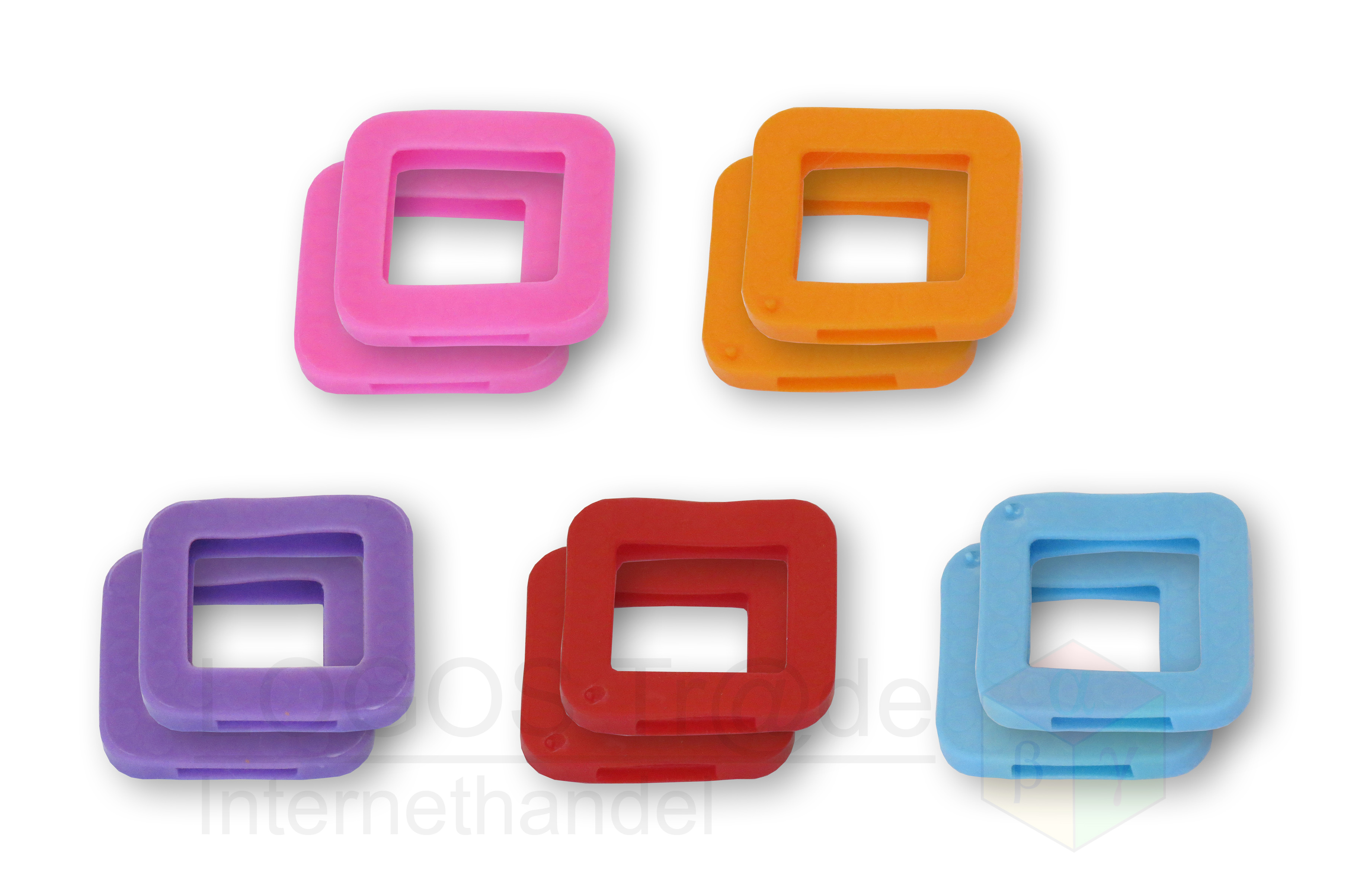 10 key rings / Key ring / key cap: (square) 10 items color selection: 2 x pink, 2x orange, 2x purple, 2x red, 2x light blue