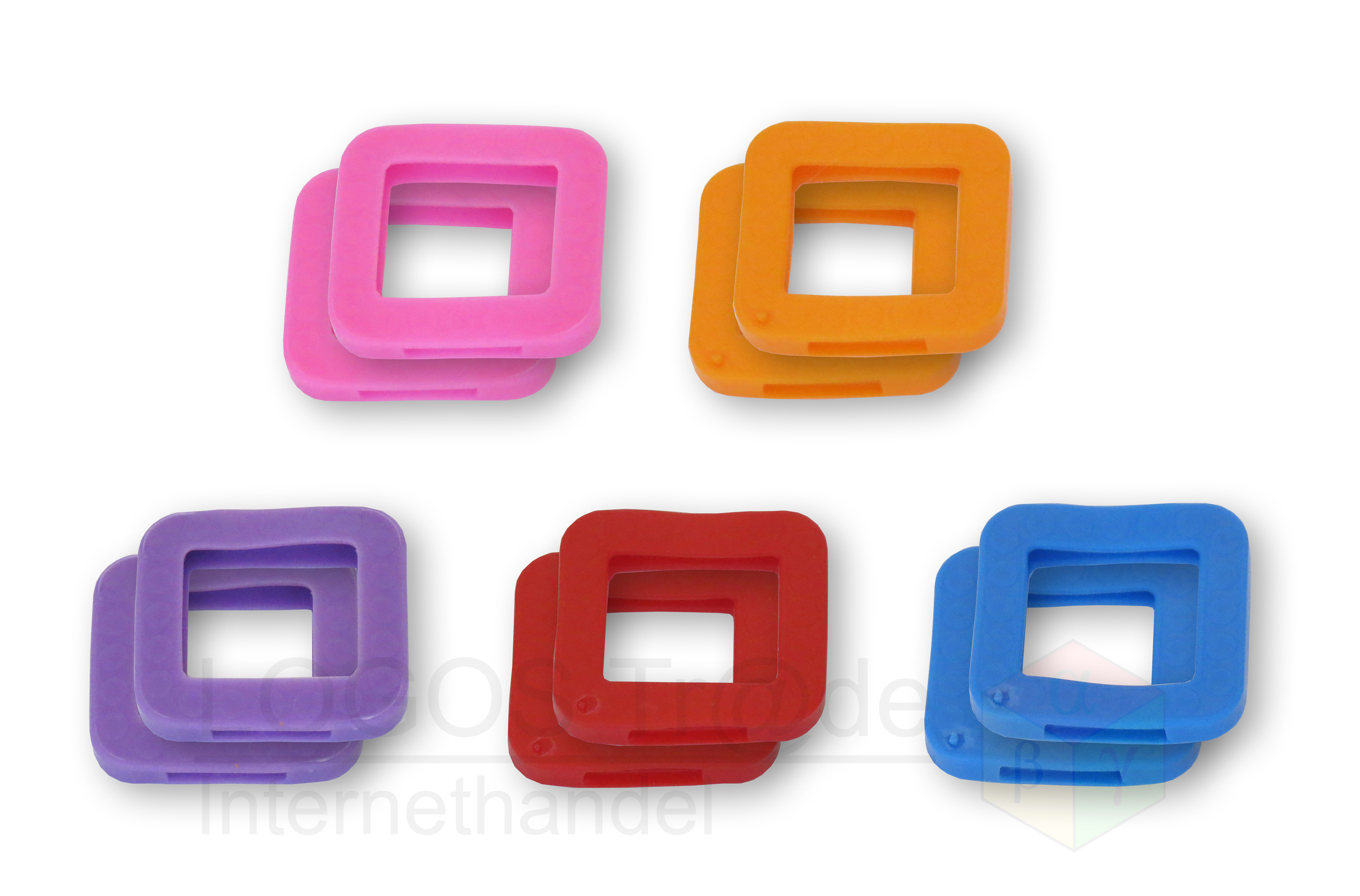 10 key rings / Key ring / key cap: (square) 10 items color selection: 2x pink, 2x orange, 2x purple, 2x red, 2x blue